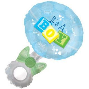 BALLOON FOIL  -BABY ITS A BOY RATTLE