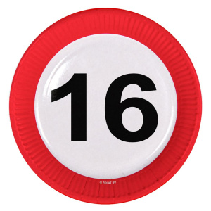 PLATES TRAFFIC SIGN 16TH BIRTHDAY 23CM 8