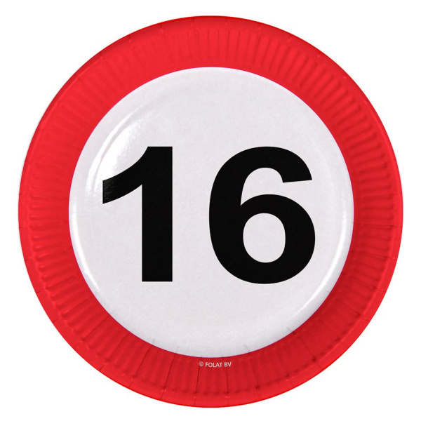 PLATES TRAFFIC SIGN 16TH BIRTHDAY 23CM 8