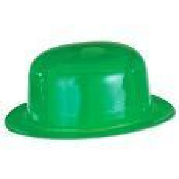 HAT PLASTIC BOWLER GREEN ADULT