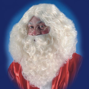 BEARD SANTA & WIG NATURAL 35CM