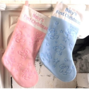 SANTA STOCKING DECORATED BABY'S 1ST CHRI