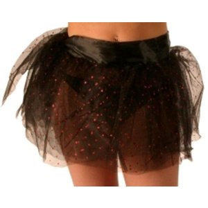 TUTU SKIRT NET WRAP ROUND BLACK WITH RED