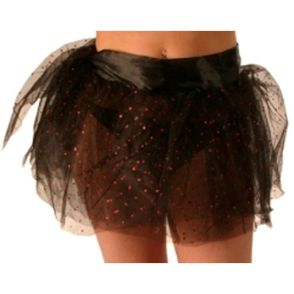 TUTU SKIRT NET WRAP ROUND BLACK WITH RED