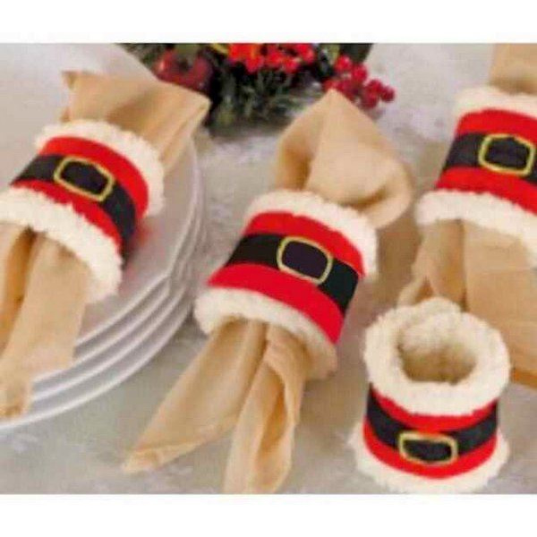 NAPKIN RINGS CHRISTMAS PLUSH WITH WHITE