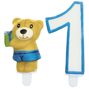 CANDLE BABY BOY 1ST & TEDDY PICK 10CM