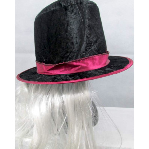 HAT TOP BLACK WITH WHITE HAIR