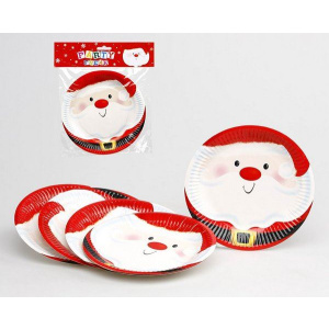 PARTY PLATES CHRISTMAS 23CM PKT 6