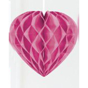 HONEYCOMB PAPER HEART PINK 30CM