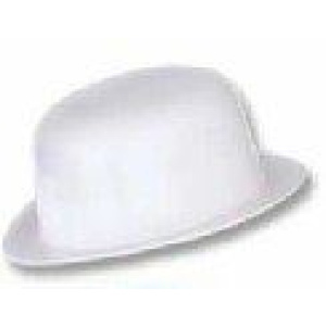 HAT PLASTIC BOWLER WHITE ADULT