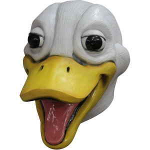 WHITE DUCK HEAD MASK WITH YELLOW BEAK