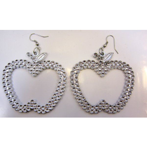 APPLE SHAPED EARRINGS SILVER WITH CLEARS