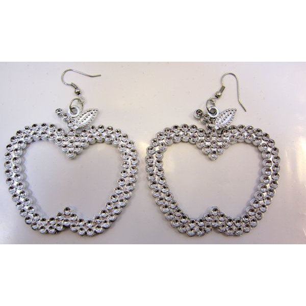 APPLE SHAPED EARRINGS SILVER WITH CLEARS