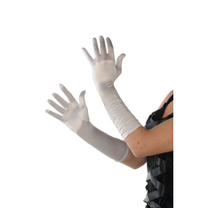 WHITE RUFFLE LONG GLOVES