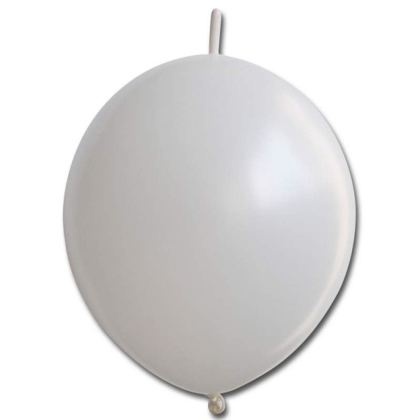 BALLOON METALLIC HELIUM LINK 29CM WHITE