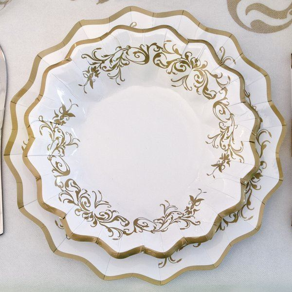 PLATES IMPERIAL GOLD CARD 21CM 8'S