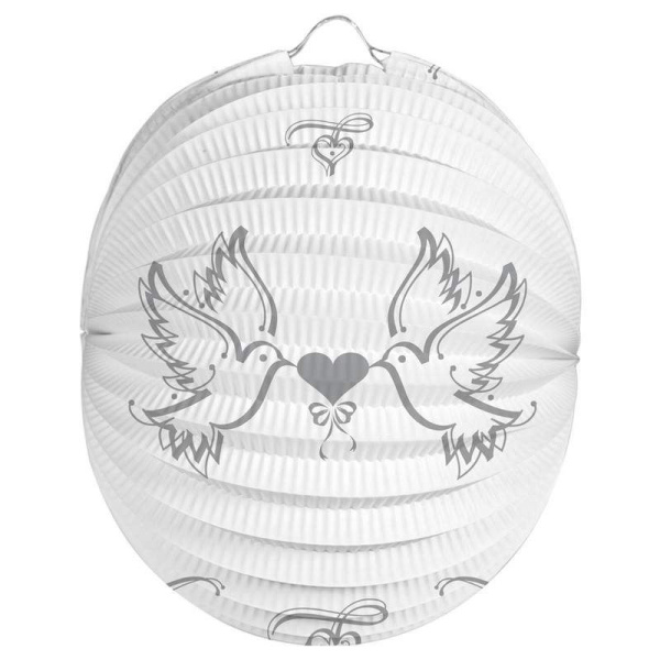 LANTERN WHITE DOVES 22CM