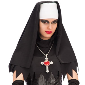 HAT NUNS HEAD PIECE BLACK & WHITE