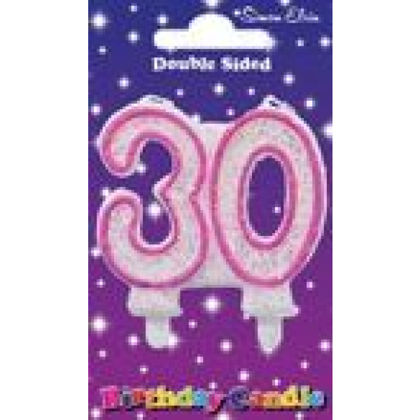 CANDLE NUMBER 30 PINK MILESTONE  -