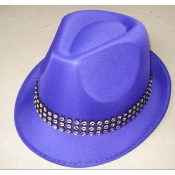 HAT TRILBY SATIN PURPLE WITH DIAMOND 59C