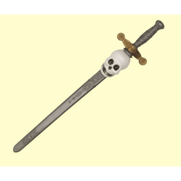 SWORD WITH SKULL GREY BLACK & SCABBARD