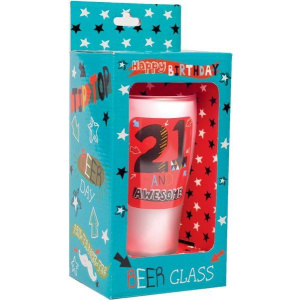 KEEPSAKE GLASS BEER FOR 21ST BIRTHDAY