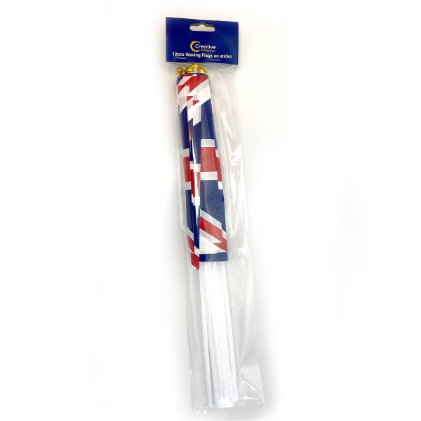 UNION JACK WAVING FLAGS 20CMX30CM PK12