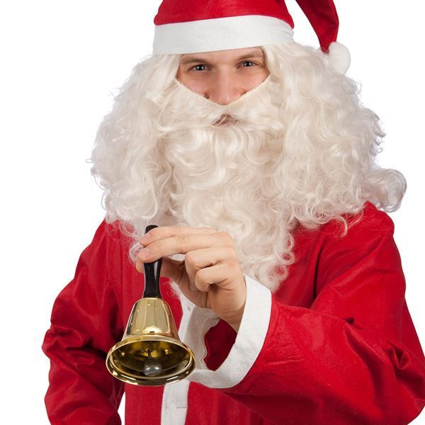 SANTA BELL WITH RED HANDLE, IN BOX