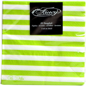 NAPKINS STRIPE 3PLY 33 X 33CM GREE