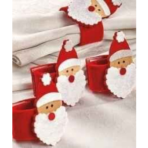 NAPKIN RINGS CHRISTMAS PLUSH WITH SANTA