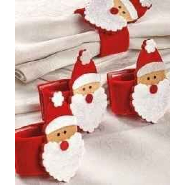 NAPKIN RINGS CHRISTMAS PLUSH WITH SANTA