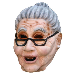 GRANDMA HEAD MASK WITH GLASSES