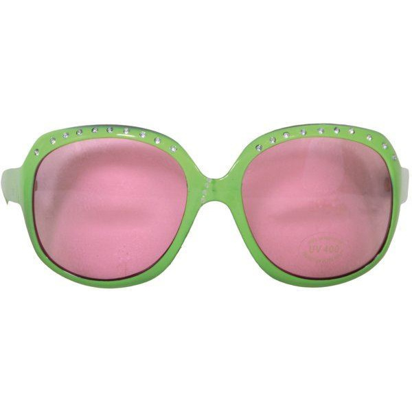 GREEN SPARKLY SUNGLASSES PINK LENSES