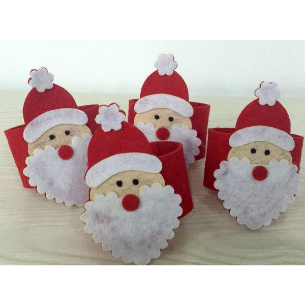 NAPKIN RINGS CHRISTMAS PLUSH WITH SANTA