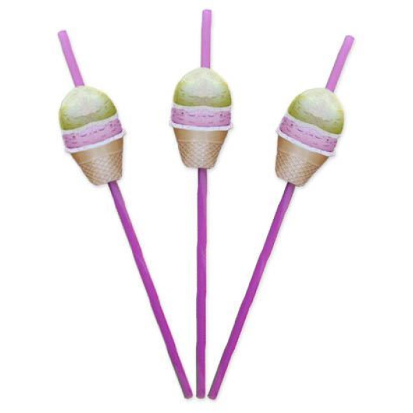 STRAWS WITH ICE CREAM CONE 24CM 8'