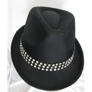 HAT TRILBY SATIN BLACK WITH DIAMO