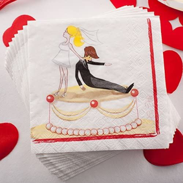 NAPKINS WEDDING HUMOROUS DESIGN  3PLY