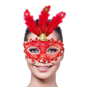 MASK EYE METALLIC RED WITH LED LIGHT