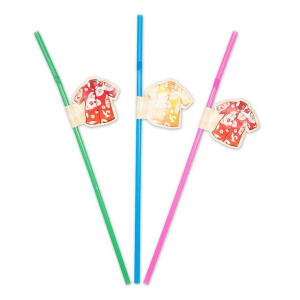 STRAWS WITH HAWAII SHIRT 24CM 8'S