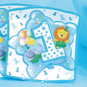 BABY BOY PLATES SQUARE AGE 1 19CM 10'S