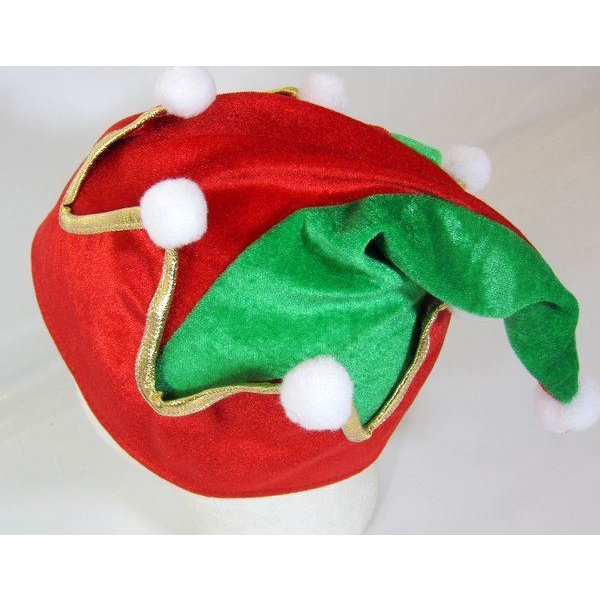 HAT ELF CROWN SHAPE GREEN & RED