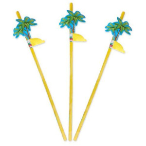 STRAWS WITH PALMTREE 24CM 8'S