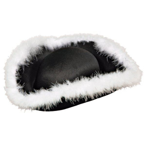 HAT PIRATE BLACK FELT WITH WHITE FUR