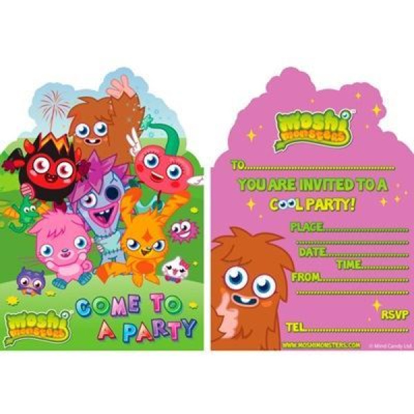 PARTY INVITATIONS CARD MOSHI MONSTERS -