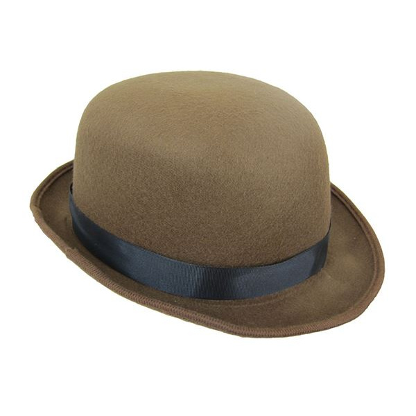 HAT BOWLER FELT BROWN ONE SIZE FITS ALL