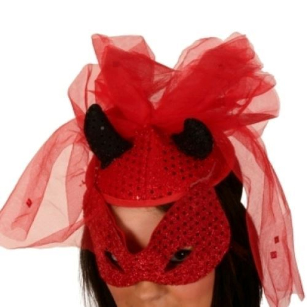 HAT & MASK SEQUIN RED