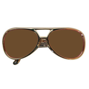 GOLD ELVIS GLASSES WITH BROWN LENSES