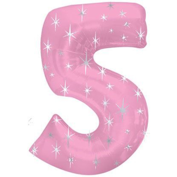 BALLOON FOIL - NUMBER 5 PINK SPARKLE