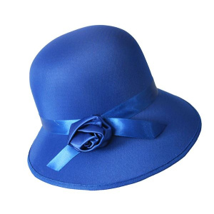 HAT BONNET SATIN FOR LADY 1920S BLUE