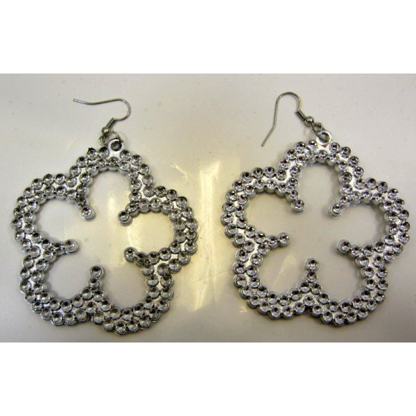 FLOWER SHAPED EARRINGS SILVER WITH CLEAR